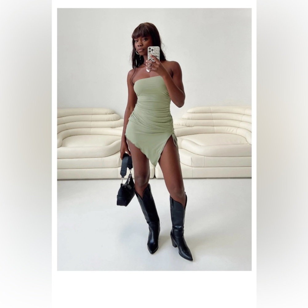 Sage green mini dress